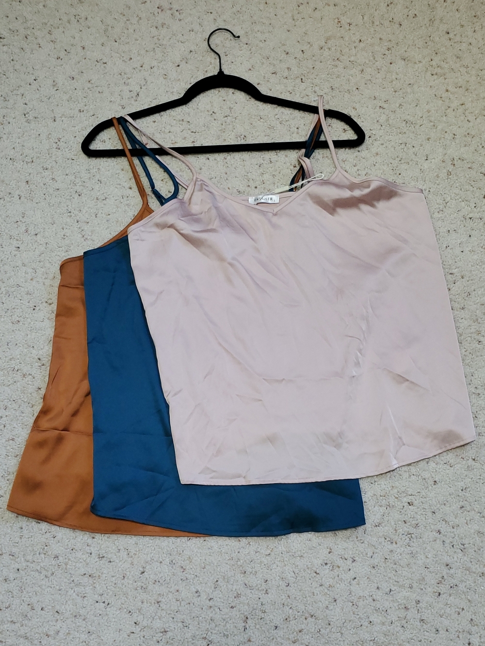 Satin Spaghetti Strap Camisoles in Blush, Teal & Rust